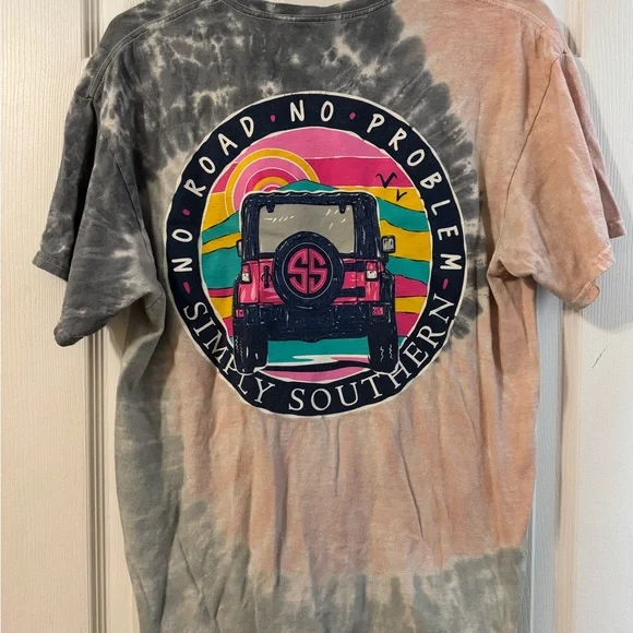 Simply Southern Tie-Dye Short Sleeve Tee - Pink & Gray - Picture 2 of 6